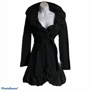 Blanc Noir Black Ruffle Princess Jacket With Belt